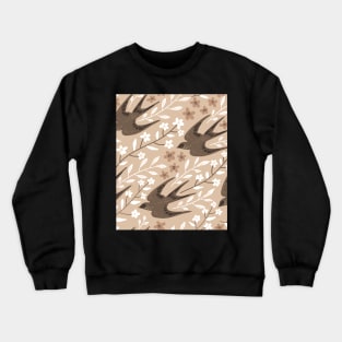 Birds And Flowers Pattern Crewneck Sweatshirt